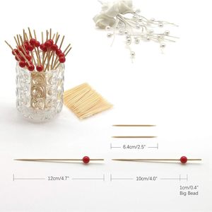 Stuzzicadenti Decorativi in Bambù Rosso Perla da 4,7 Pollici per Antipasti, Ideali per San Valentino, Natale e Feste - Product Image 3
