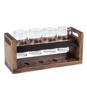 Support à verres contemporain en bois et verre, design élégant, pour cuisine et rangement domestique, fait main en Inde - Product Image 1