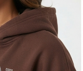Sweat à capuche ample pour femme avec strass, décontracté, 100 % polyester polaire, manches longues, coupe ample, taille mi-haute avec cordon de serrage, survêtement pour femme - Product Image 5