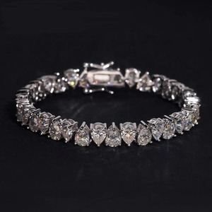 Pulsera de tenis con diamantes de moissanita talla pera de plata de ley 925, regalo para bodas y aniversarios - Product Image 4
