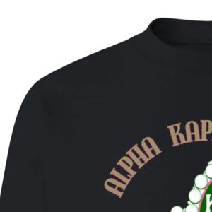 Sudadera negra de cuello redondo bordada para mujer, de manga larga con puños acanalados, estilo casual, de forro polar, para moda urbana y uso diario. - Product Image 2