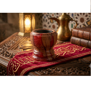 Quemador de incienso islámico de resina de 3 pulgadas con uniones de madera y acabado brillante para uso religioso - Product Image 1