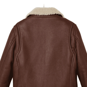 <b>Men's</b> Brown <b>Shearling</b> Leather Long Winter <b>Jacket</b> with Fur Collar Warm Lining and Classic Button Customized Design - Product Image 3