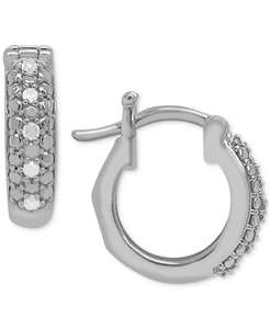 Orecchini a cerchio di diamanti (1/10 ct. T. w.) in argento Sterling | Macacy's - Product Image 1