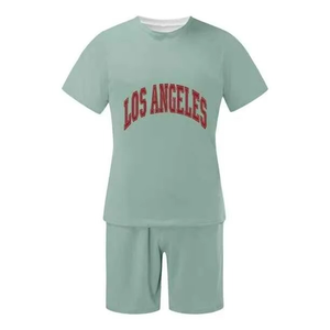 Ropa Urbana, 100% Algodón, Buena Calidad, Verano, Personalizada, Camiseta y Pantalones Cortos de Algodón para Hombre, Conjunto de 2 Piezas - Product Image 3