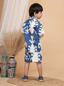 Meilleur prix pour ensemble de vêtements en coton de qualité supérieure pour garçons chemise décontractée à manches courtes bleu et blanc pour enfants de 1 à 12 ans - Product Image 3