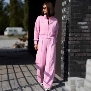 Womens <b>Two</b> <b>piece</b> <b>Lounge</b> <b>set</b>:Zip Hoodie & Palazo Pants Cotton Blend Custom OEM/ODM - Product Image 3