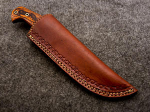 Cuchillo Bowie de Acero de Damasco de Grado Industrial OEM Nordic Forge con Hoja Fija de Punta Clip, Espiga Completa, Mango de Madera Pakka y Funda Vertical - Product Image 6