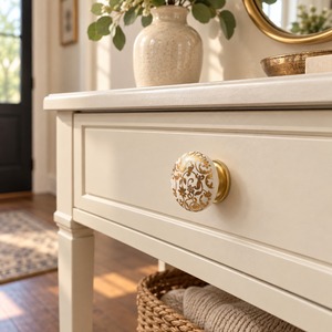 Poignée de meuble ronde décorative SHUBHAM à motif floral, en fer, pour tiroir, armoire de cuisine, coiffeuse - Product Image 1
