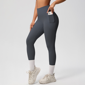 Double Sided <b>Brushed</b> Tight Fitting High Waist High Elasticity Breathable Yoga Pants Sports and Fitness Yoga Clothes - Product Image 5