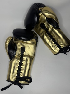 Guantes de Boxeo Personalizados Negros con Cordones Dorados, Sin Boxeo No Hay Vida, Guantes de Boxeo de Cuero Genuino para Entrenamiento Profesional y Sparring, Guantes de Boxeo Winning - Product Image 4