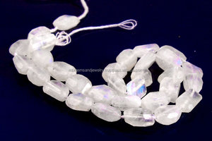 Pierre de lune naturelle arc-en-ciel facettes pépites de pierres précieuses perles 10-14mm longueur de brin de 13 pouces - Product Image 2