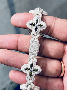 Pulsera de Plata de Ley 925 con Diamantes de Moissanita y Eslabones Infinitos, con Cierres de Caja y Piedras Marquise, para Uso Unisex - Product Image 4