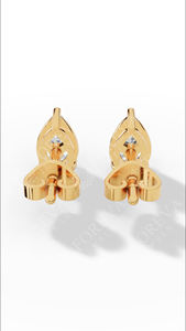 Boucles d'oreilles clous solitaires en diamant de laboratoire taille poire à trois griffes allongées et fluides, en or 14K, bijoux fins de luxe, fournisseur en gros - Product Image 6