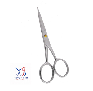 Ciseaux à moustache avec vis plaquée or, lame droite en acier inoxydable durable, taille 10,5 cm, logo personnalisé - Product Image 2