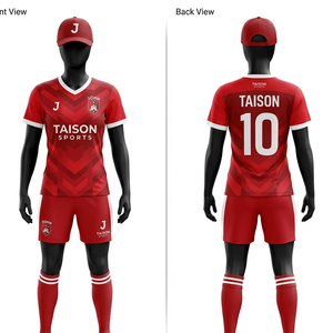 ชุดฟุตบอลพรีเมียม โพลีเอสเตอร์ 180 GSM สีขาวเทอร์ควอยซ์ แขนเสื้อแบบแร็กแลน พร้อมโลโก้แบบซับลิเมชั่นสั่งทำพิเศษ - Product Image 4