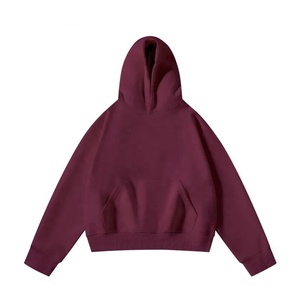 Sweat-shirt à capuche unisexe bordeaux coupe oversize décontracté en polaire avec poche pour l'automne 2027 - Product Image 1
