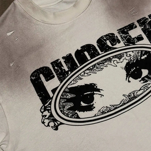 T-shirt graphique vintage délavé pour homme, imprimé vieilli, coupe oversize, streetwear décontracté, manches courtes, en coton tendance - Product Image 2