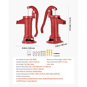 Pompa d'Acqua Manuale Antica in Ghisa, Sollevamento Massimo 25 Piedi, Connessione NPT 1 1/4, Facile Installazione - Product Image 4