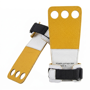 Agarraderas de cuero blancas ajustables de 3 orificios para entrenamiento, fitness, dominadas, levantamiento de pesas, unisex. - Product Image 4