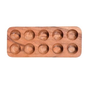Acacia Wood <b>Egg</b> Platter with Handle 12 Holes <b>Egg</b> Serving Tray Reversible Charcuterie Board Serving Platter - Product Image 2