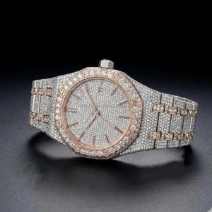 Reloj Mecánico Analógico de Lujo con Diamantes Moissanite, Estilo Hip Hop, Reloj de Acero Inoxidable para Hombre con Fecha Automática, Regalo para Hombre - Product Image 4