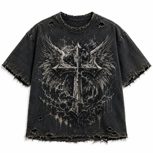 เสื้อยืดพิมพ์โลโก้ตามสั่ง เนื้อผ้าหนา 100% คอตตอน 300 GSM สไตล์วินเทจ ลุคย้อนยุค สตรีทแวร์ ใส่ได้ทั้งชายและหญิง - Product Image 1