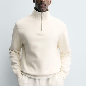 Men's Women's Minimalist Half Zip Pullover Oversized <b>Mock</b> <b>Neck</b> Plain Cotton Streetwear <b>Top</b> - Product Image 6