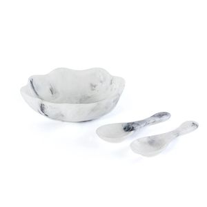 Bol de service en résine artisanale de luxe avec cuillères pour la restauration et le traiteur par Curio craft - Product Image 2