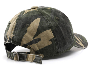 หมวกแก๊ปยีนส์พิมพ์ลายพรางแบบวินเทจ ปรับขนาดได้ สไตล์ Dad Hat  ตกแต่งด้วยโลโก้แบบพัฟพริ้นติ้ง  สำหรับทุกเพศ - Product Image 2