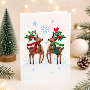 Tarjeta de Felicitación 3D Hecha a Mano de Lujo con Diseño de Reno Navideño, Tarjeta de Regalo de Papel Hecha a Mano al por Mayor, Fabricante de Tarjetas de Felicitación - Product Image 1