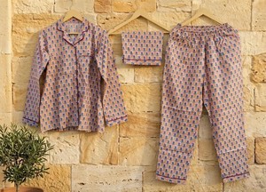 Conjunto de Pijama 100% Algodón con Estampado a Mano – Ropa de Dormir y de Estar por Casa Estilo Boho Jaipuri - Product Image 3