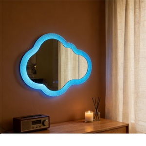 Miroir mural LED carré moderne en verre avec lumière ambiante bleue et capteur tactile pour la décoration intérieure par Daystar Trade - Product Image 3