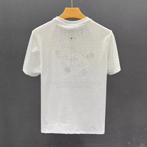 T-shirt en strass de qualité supérieure fabriqué au Pakistan, t-shirt en strass avec logo personnalisé de haute qualité pour la vente en ligne - Product Image 2