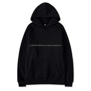 Vente en gros sweat-shirt à capuche 100 coton avec broderie imprimée personnalisée unie pull-over unisexe sans ficelle sweats à capuche pour hommes lourds - Product Image 4