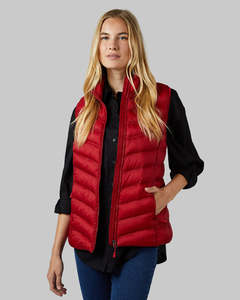 Quilted <b>Vest</b> Women Red Stand Collar Zipper Closure Windproof Polyester Wadding Winter Casual <b>Slim</b> Fit Solid Color - Product Image 3