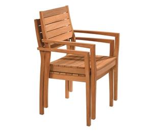 Modern Solid Teak Wood <b>Stackable</b> Armchair Natural Color <b>Outdoor</b> Dining <b>Chair</b> for Hotel Restaurant Patio - Product Image 1