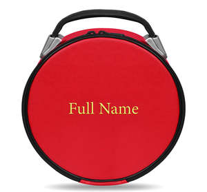 Personalized <b>Red</b> Round Cap Case with Handle and Zipper Textile <b>Material</b> Embroidery Crafts - Product Image 1