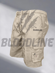 Bermuda pour homme BLOODLINE en tissu non tissé enduit PU 220g, taille mi-haute élastique, style décontracté avec poches - Product Image 5