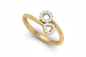 Anillo de Lujo para Uso Diario con Diseño Amira para Mujer, Oro de 14K, 20 Diamantes Naturales de Corte Brillante Redondo, Color G |   Chapado en Rodio 0.15Ctw - Product Image 4