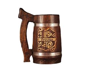 Chopes à bière en bois personnalisées avec logo, fabriquées à la main, articles promotionnels pour restaurants, bars et brasseries, boissons chaudes, plusieurs tailles - Product Image 1