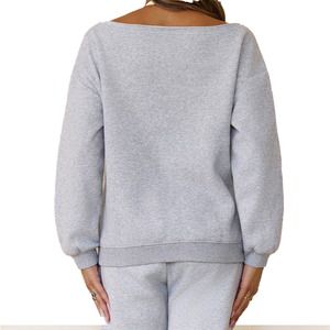 เสื้อสเวตเชิ้ตขนแกะสีเทาอ่อนสำหรับผู้หญิง สวมใส่สบายๆ แขนยาว มีซับใน อุ่นสบาย สไตล์สตรีทแวร์  แบบสวมหัว  ลายกรีก  สำหรับชมรมนักศึกษา - Product Image 3