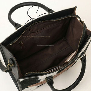 Sac fourre-tout en cuir véritable à poils, fait main, avec sangle bandoulière, sacoche de bureau pour femme, OEM - Product Image 5