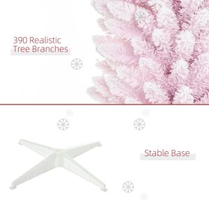 Albero di Natale Artificiale Realistico Sottile da 1,8 m con Effetto Neve, Base in Plastica, Decorazione per Interni Natalizia - Product Image 4