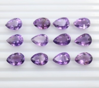 Lot en gros de cabochons en améthyste naturelle taille poire à facettes, véritable améthyste violette à facettes forme poire