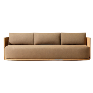 Contemporary Solid Teak <b>Outdoor</b> <b>Sofa</b> Minimalist Curved Patio Couch Luxury Resort Lounge Seating Durable Waterproof Cushion - Product Image 5