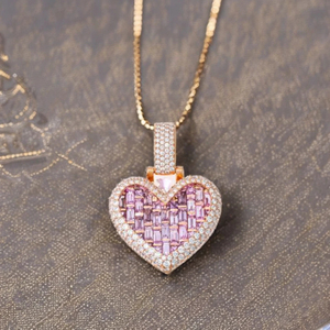 Collares de Joyería Fina Personalizados con Forma de Corazón con Moissanita Rosa, Plata 925, Chapado en Oro Rosa, Colgantes Románticos, Regalo para Novia - Product Image 6