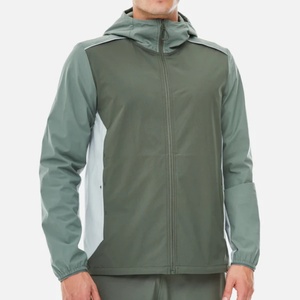 Survêtement vert à capuche et fermeture éclair pour homme, couleur unie, sportif, manches longues avec poches latérales, coupe régulière, coupe-vent, automne - Product Image 6