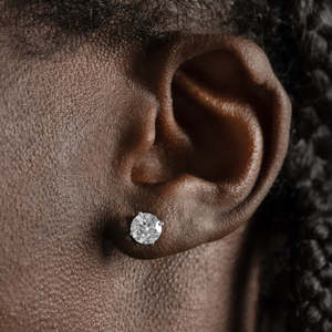 Classic Round Cut Solitaire Diamond <b>Stud</b> Earrings 925 <b>Sterling</b> <b>Silver</b> VVS Moissanite Iced Out <b>Studs</b> for Men Women - Product Image 1