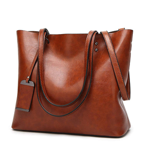 Bolso Tote de Cuero Genuino Clásico para Mujer, Gran Capacidad, Estilo Casual, Color Marrón, Dos Asas, Diseño Abierto, Uso Diario - Product Image 1